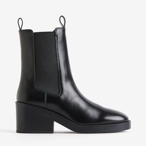 NWT H&M Chelsea Black Heeled Boots , Size 10